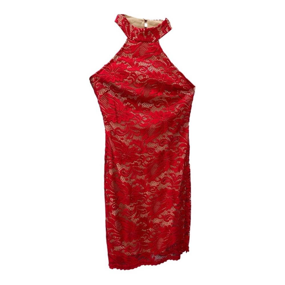 Teeze Me Red Sheath Halter Dress